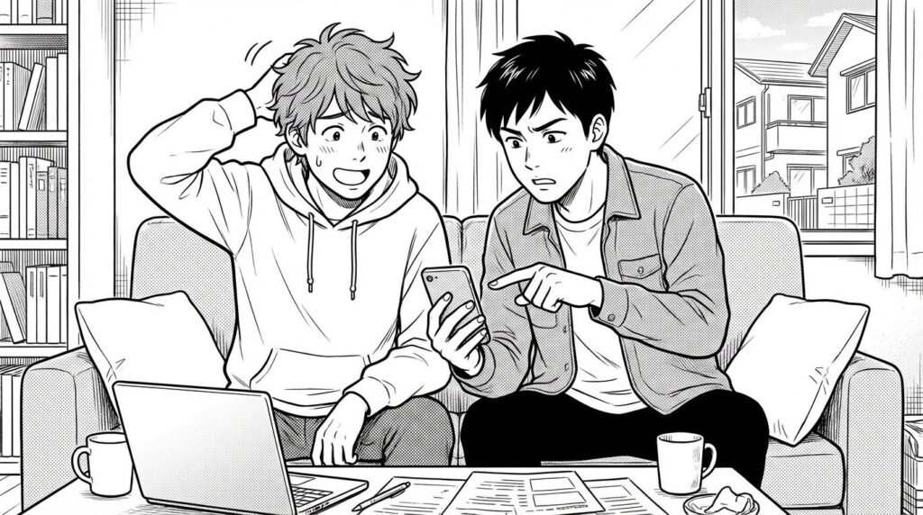 TestFlight を使って友達にアプリをインストールしてもらい、バグを見つけたエンジニアのイラスト