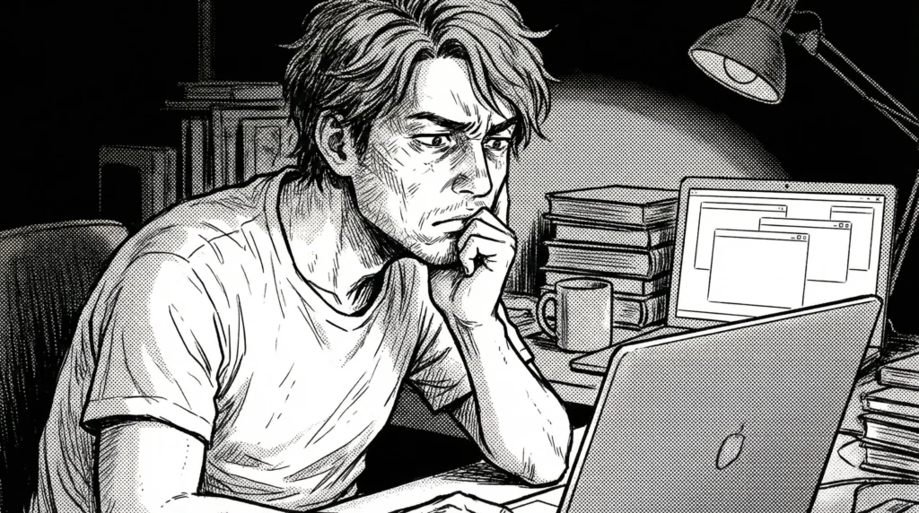 自宅デスクでパソコンに向かい資格の種類を調べている